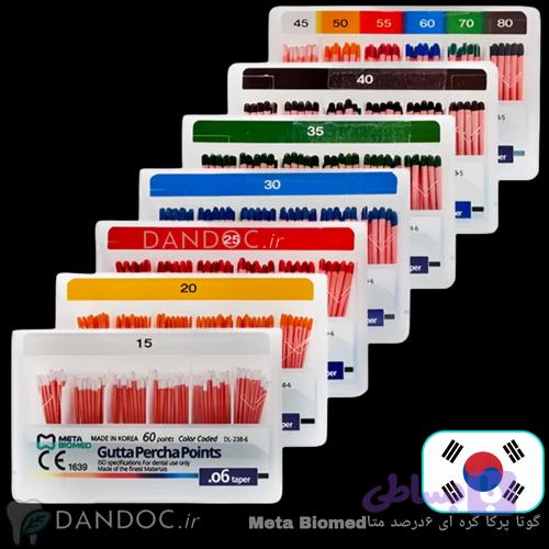 گوتا پرکا ۶ درصد کره ای متا اصلی Meta Biomed Gutta Percha Points