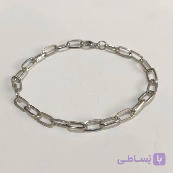 دستبند زنجیر کاغذی نقره ای مردانه