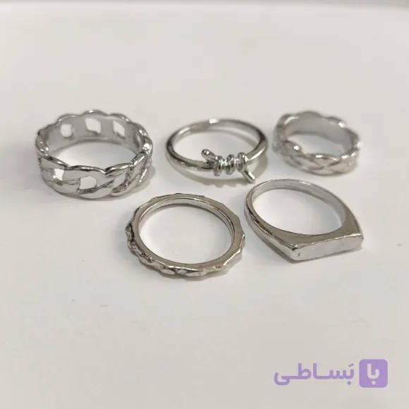پک انگشتر زنانه پنج عددی مدل سیلور لاین