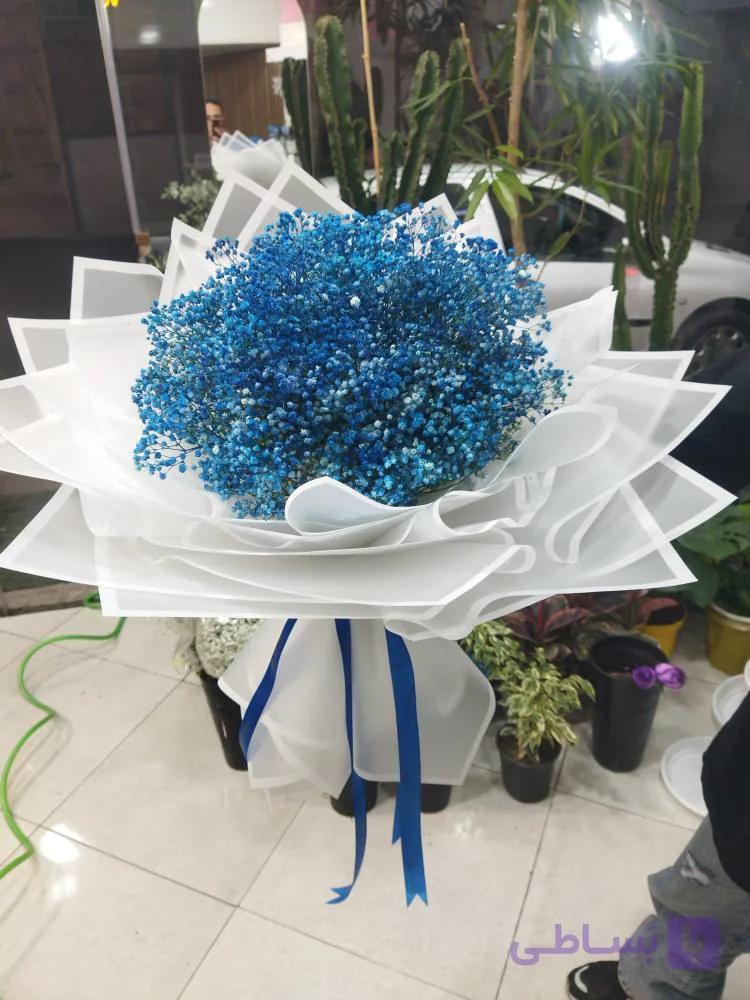 دسته گل ژیپس آبی سایز مدیوم