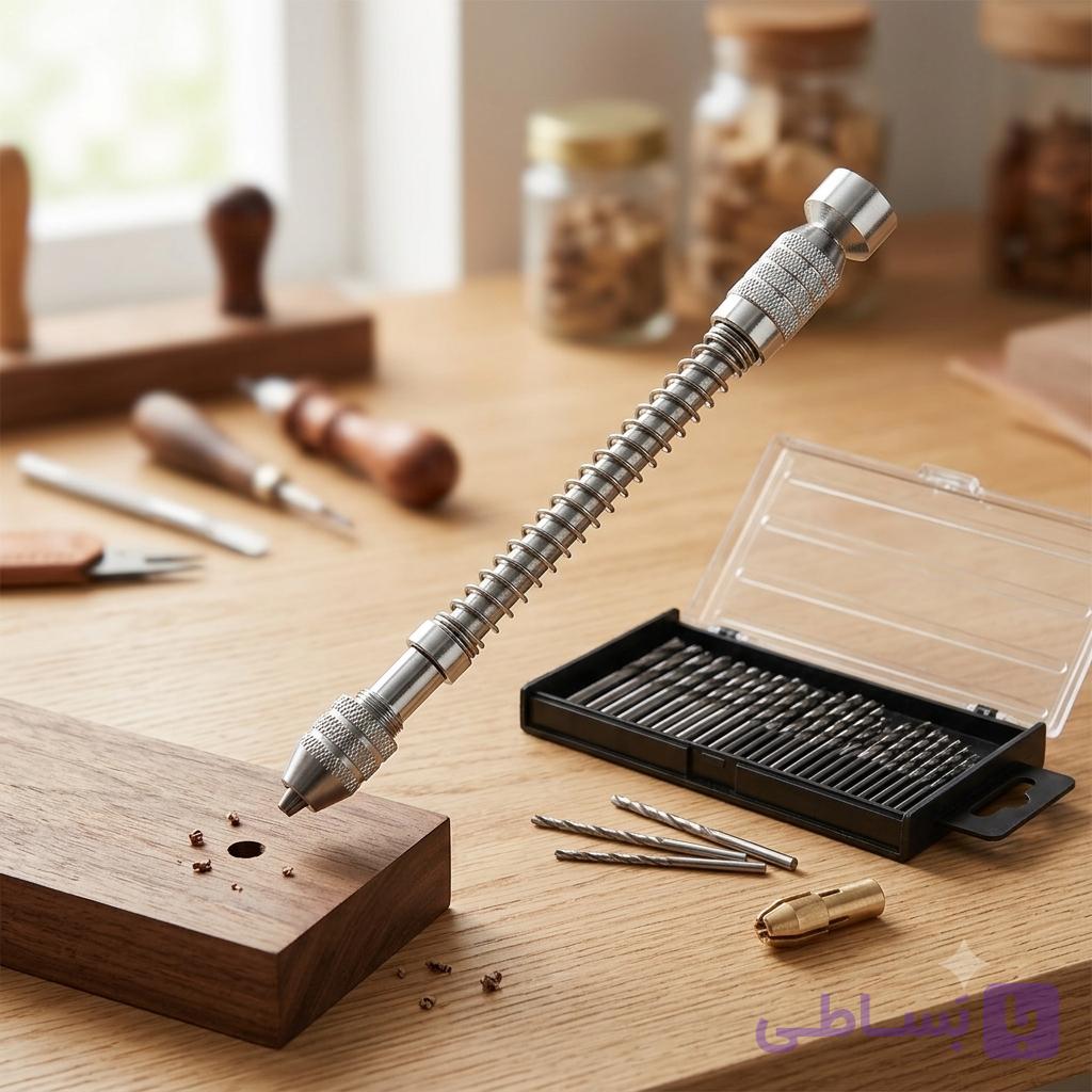 دریل دستی فشاری فنری تمام فلزی به همراه پکیج ۲۰ عددی مته HSS — تصویر 1