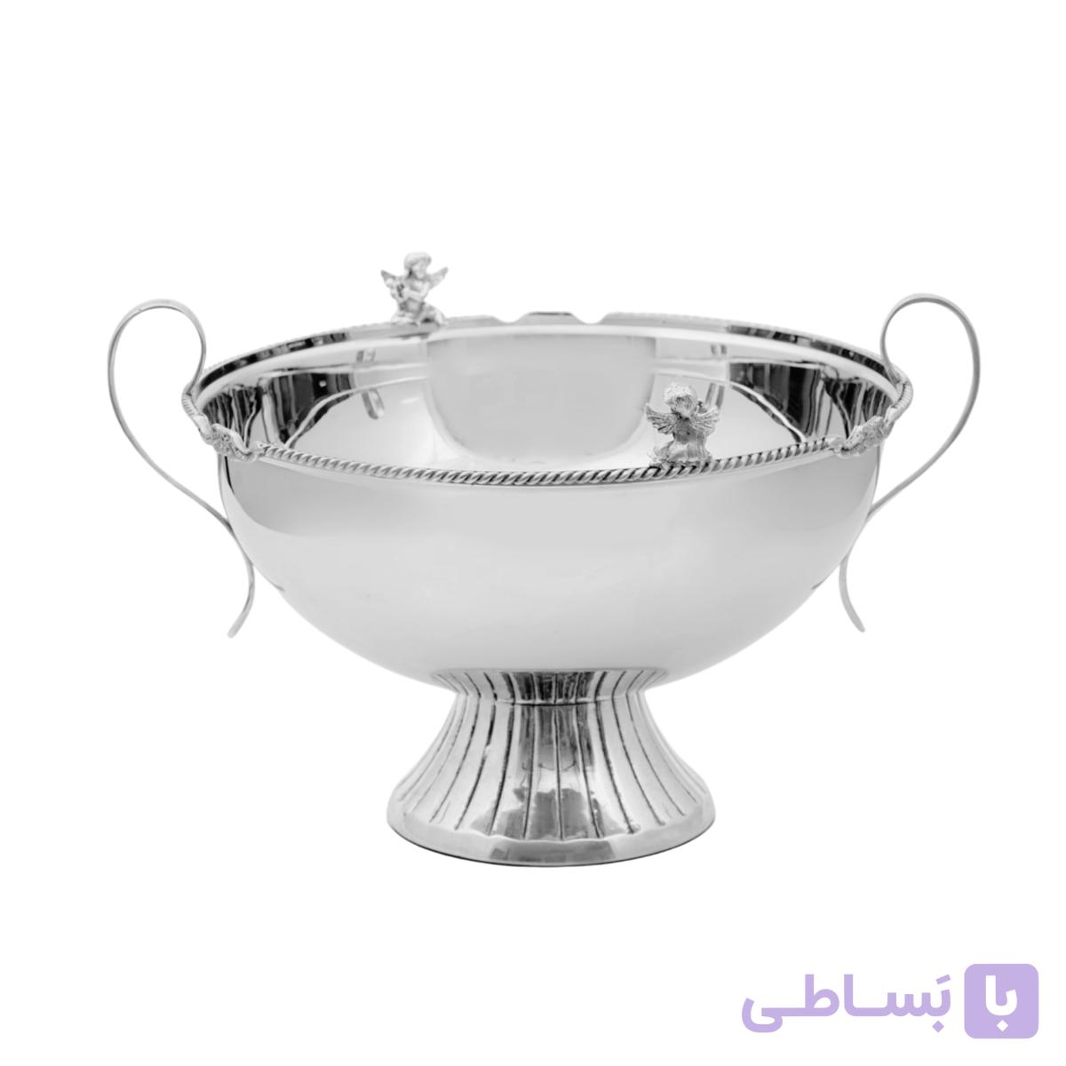 میوه خوری قدح برنجی فلورنس نقره ای — تصویر 1