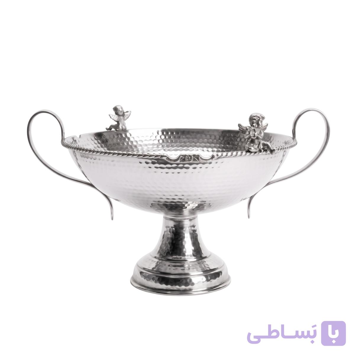 کاسه آجیل پایه دار برنجی تاینی نقره ای