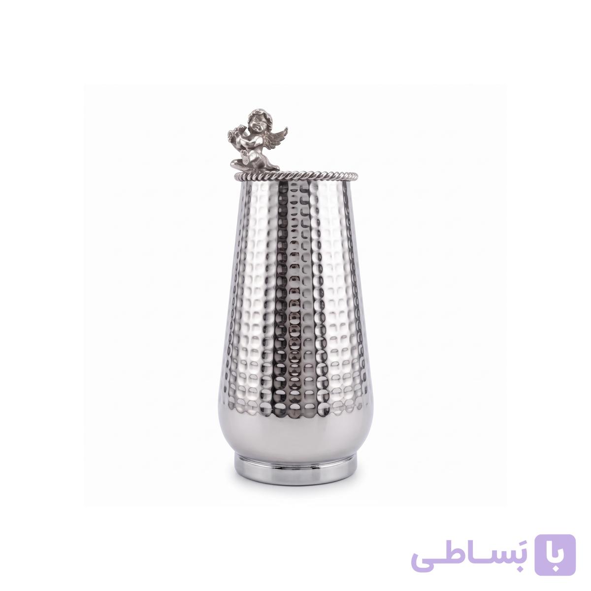 گلدان برنجی تاینی نقره ای
