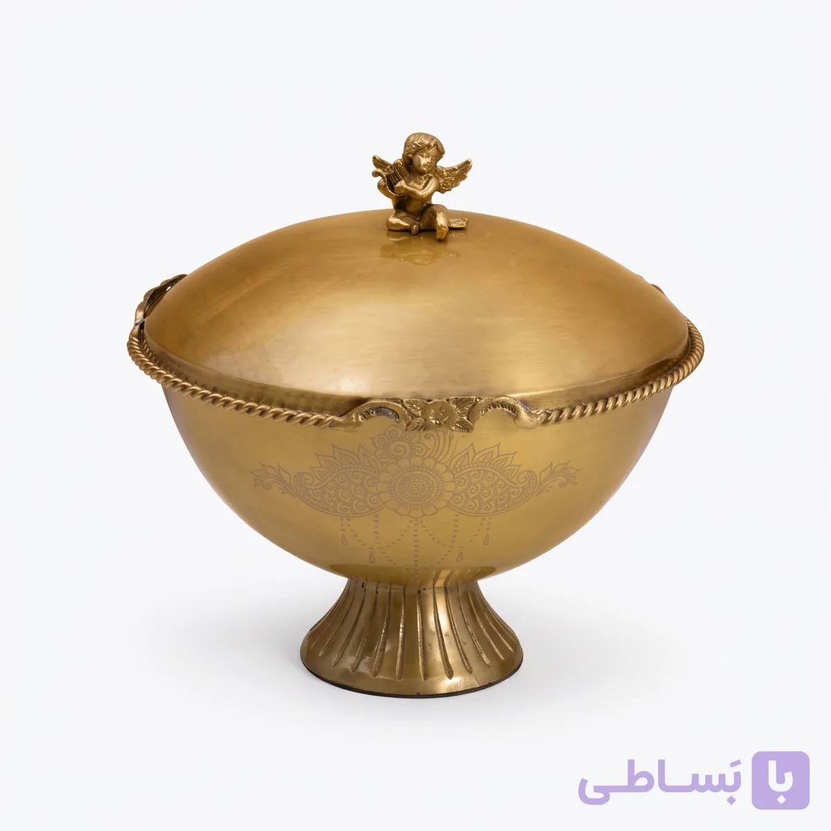 شکلات خوری درب دار برنجی کویین — تصویر 1