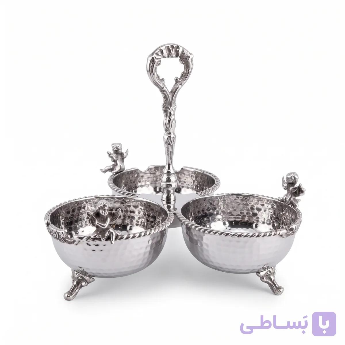 اردو سه پیاله برنجی تاینی نقره ای