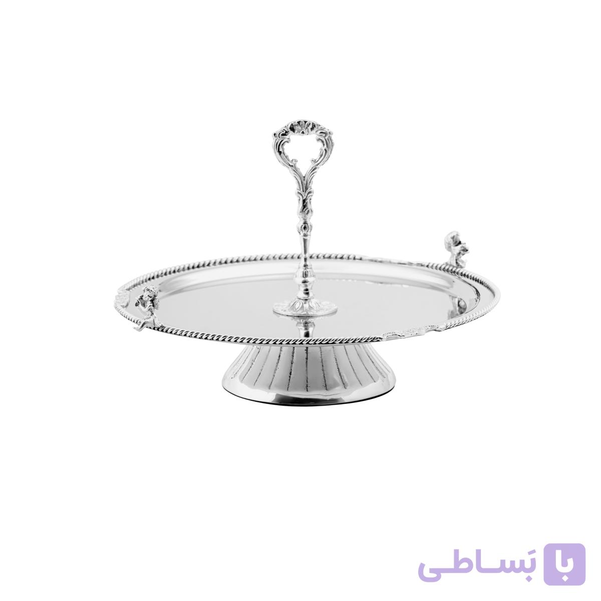 شیرینی خوری تک طبقه برنجی فلورنس نقره ای — تصویر 1