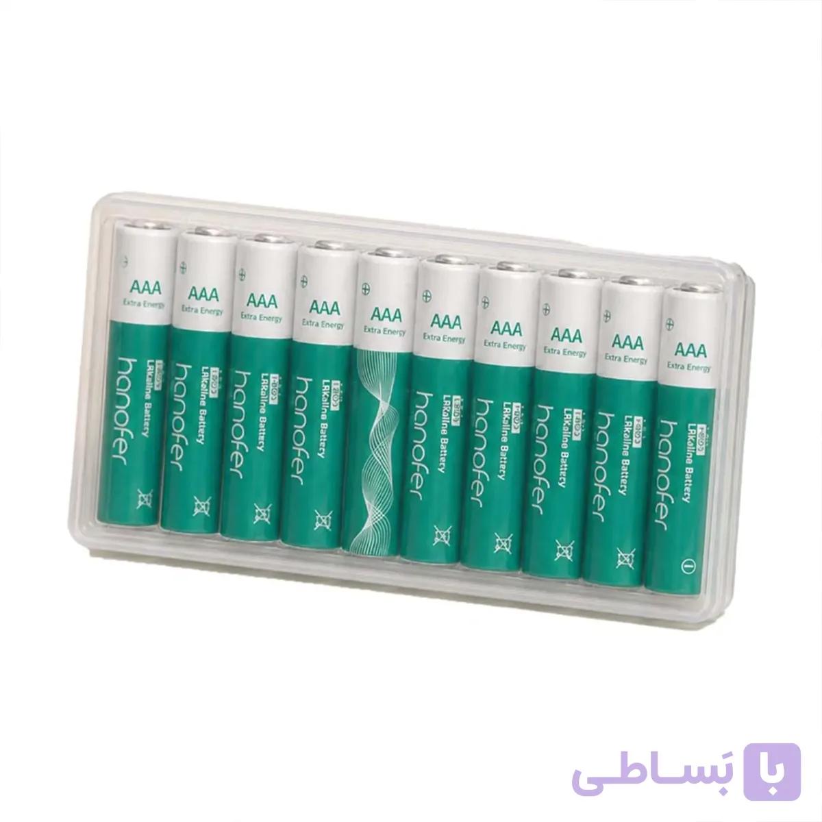 باتری نیم قلمی هانوفر مدل LR03 AAA آلکالین بسته 10 عددی — تصویر 1