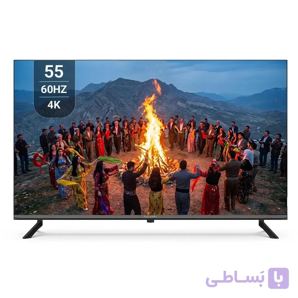 تلویزیون هوشمند 55 اینچ هانوفر 4K؛ سینمای خانگی هوشمند با گارانتی ۱۸ ماهه رسمی آلفا — تصویر 1