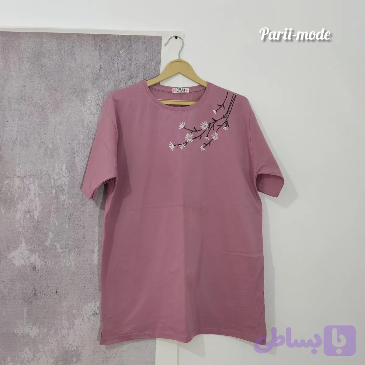 تیشرت نخ پنبه گلدوزی دخترونه زنونه