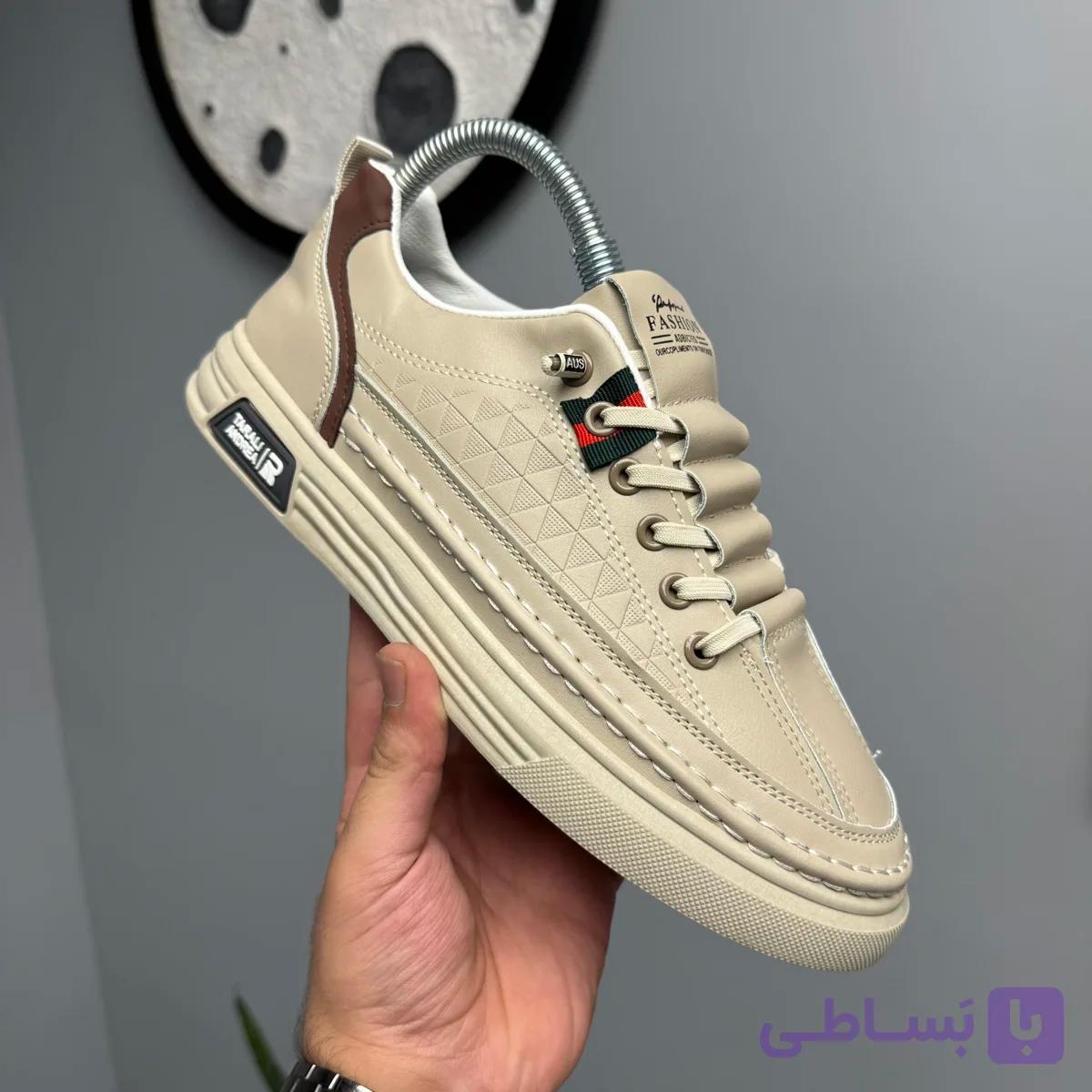 کفش اسپرت مردانه مدل fashion رنگ کرم — تصویر 1