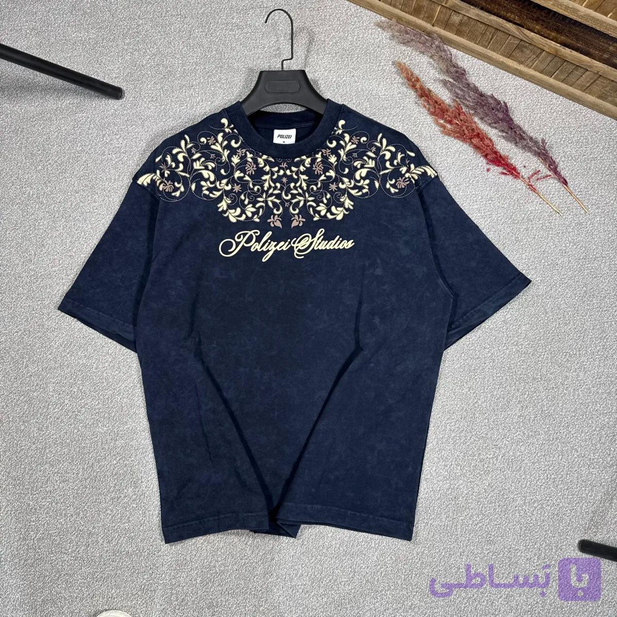 تیشرت ترک مدل گندم برند پولیزی رنگ سرمه ای — تصویر 1