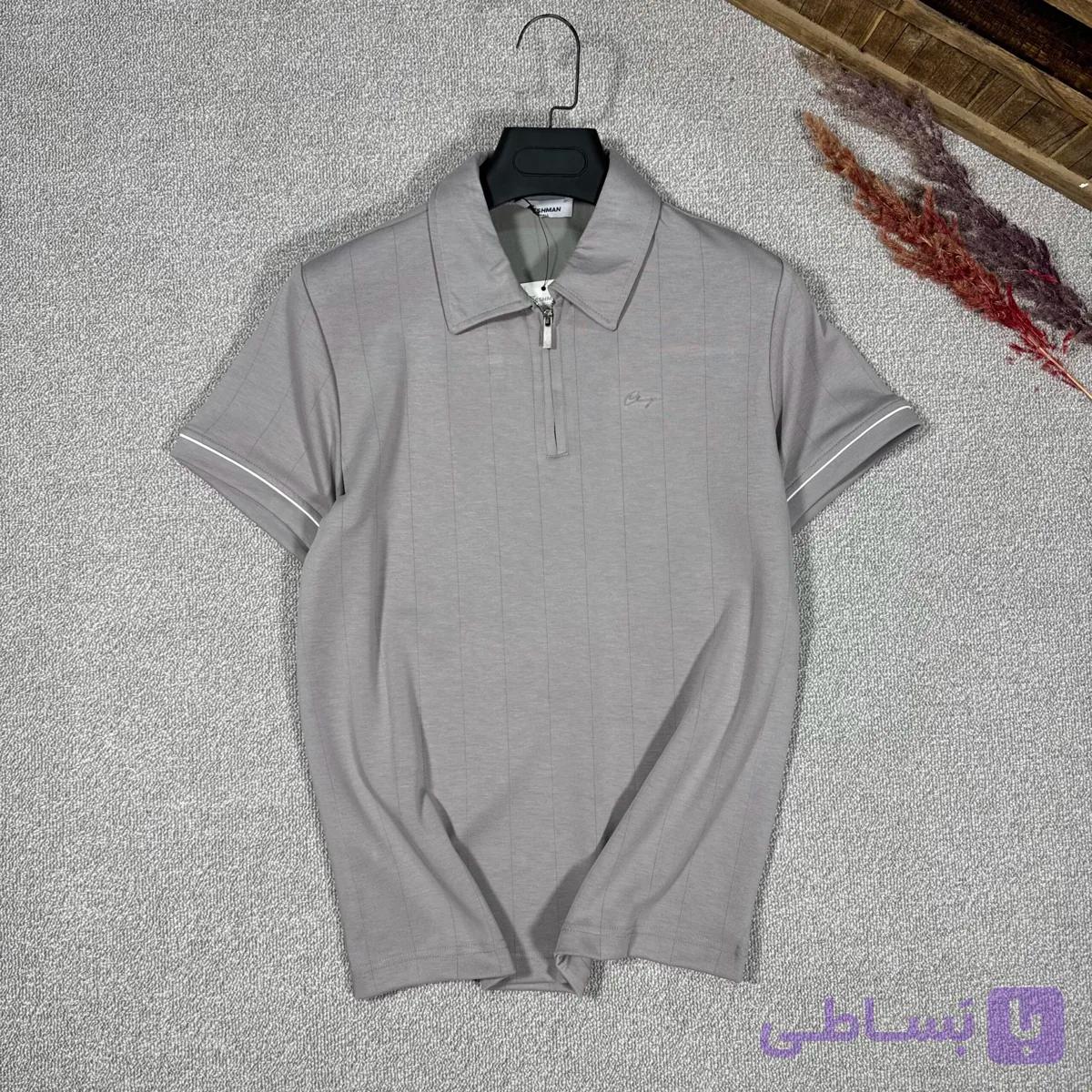 تیشرت نیم زیپ اولدمانی ترک برند فریش من رنگ طوسی — تصویر 1