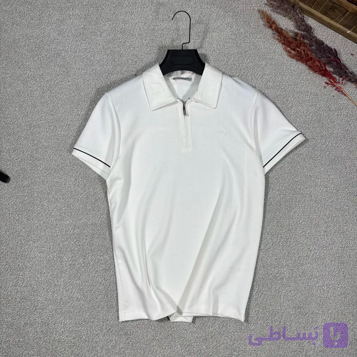 تیشرت نیم زیپ اولدمانی ترک برند فریش من رنگ سفید — تصویر 1