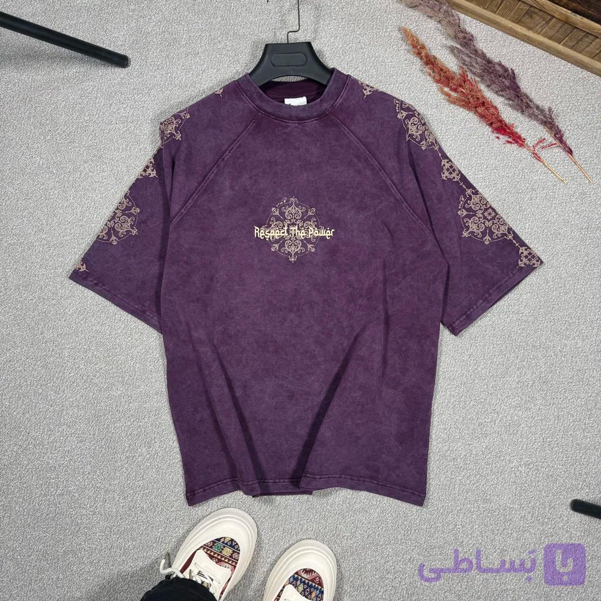 تیشرت ترک مینیمال برند پولیزی رنگ بنفش — تصویر 1