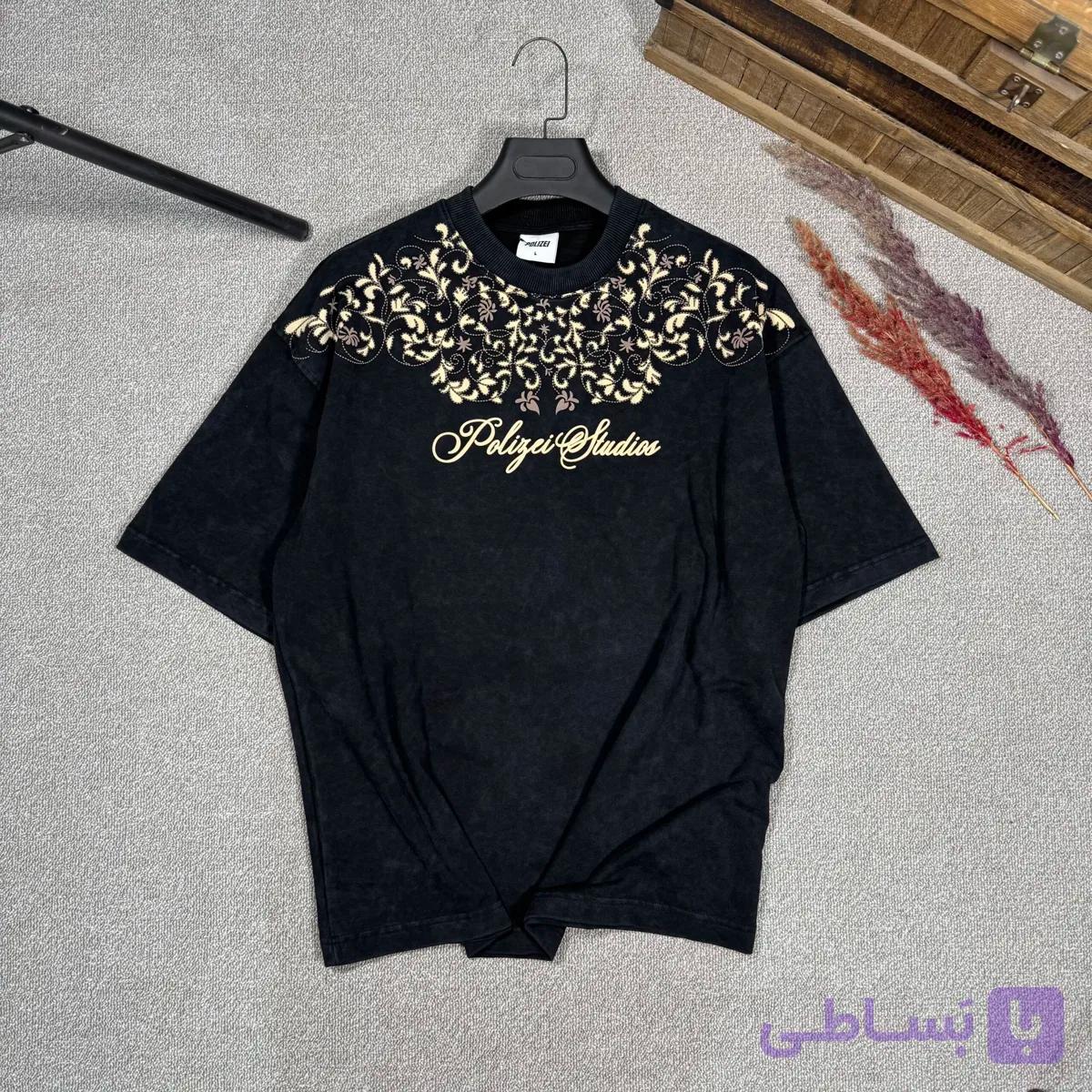 تیشرت ترک مدل گندم برند پولیزی رنگ ذغالی — تصویر 1