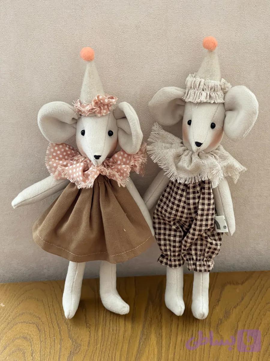 🐭 عروسک پارچه‌ای موش کلاه‌دار دست‌ساز