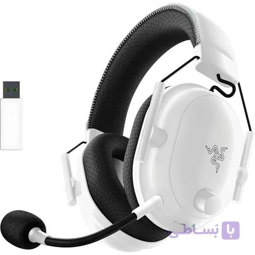 هدست گیمینگ بی‌سیم Razer BlackShark V2 Pro مدل RZ04-04530200-R3M1، میکروفون جداشونده، باتری 70 ساعته، سفید