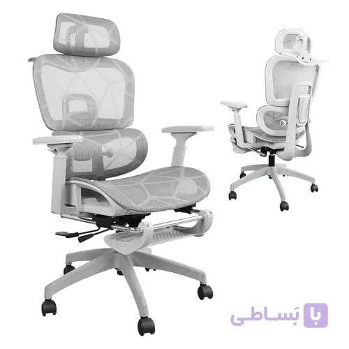 صندلی اداری ارگونومیک USOR مدل AW-AE-RT900، مشبک، زیرپایی، پشتی کمر و تکیه‌گاه سر