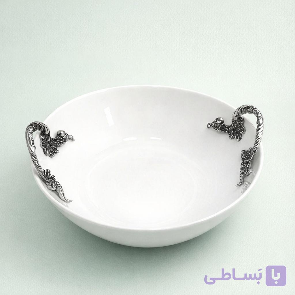کاسه سرامیکی سفید پایه فلزی کد ۲۶