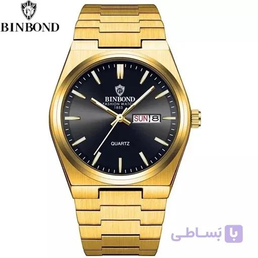 ساعت مچی مردانه بین باند اورحینال  دوتقویم شب نما رنگ ثابت ضد اب BIN BOND