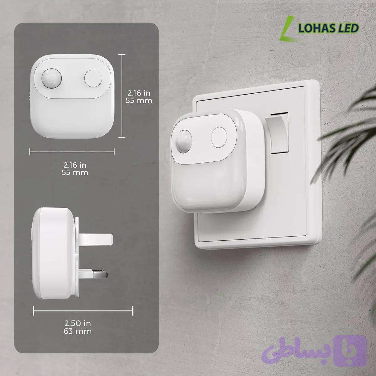 چراغ خواب سنسور حرکت LOHAS-LED، بسته ۲ عددی چراغ خواب دیواری دوشاخه دار [کلاس انرژی F] — تصویر 1