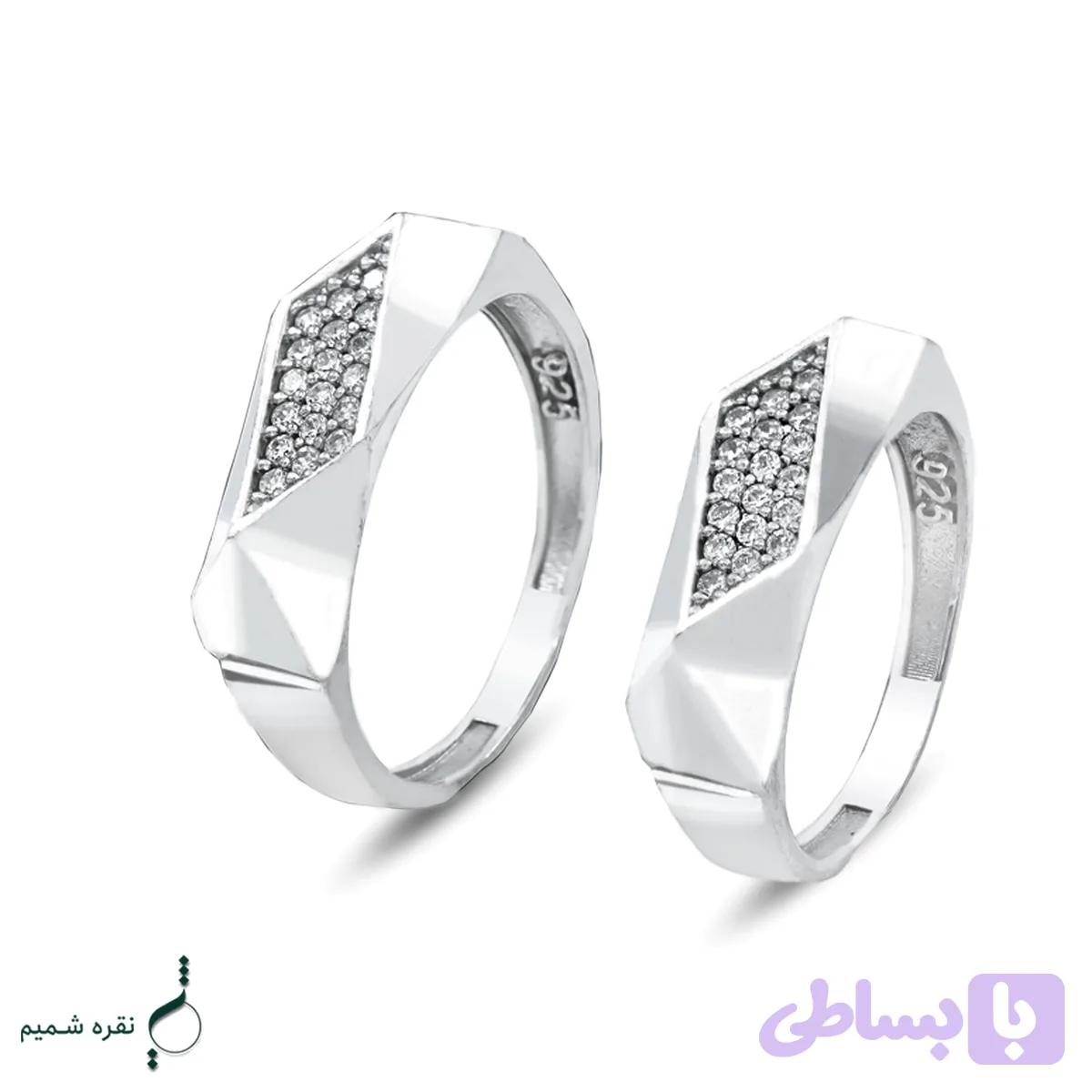 حلقه ست نقره نامزدی زنانه و مردانه مدل HSE K143 — تصویر 1