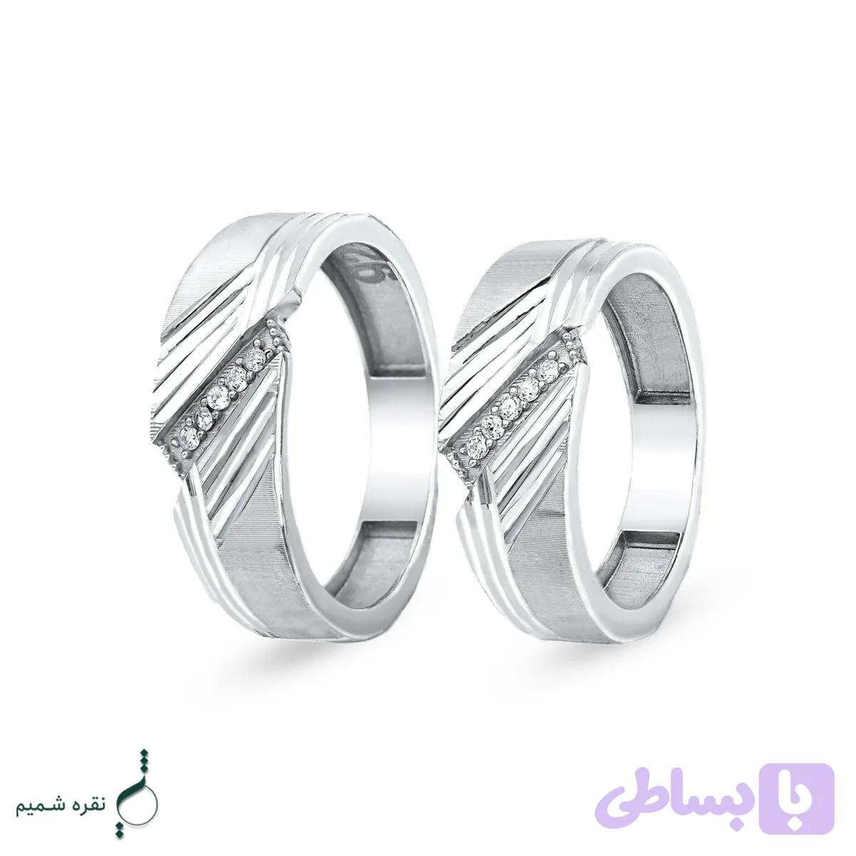 حلقه ست نقره نامزدی زنانه و مردانه مدل HSE K141 — تصویر 1