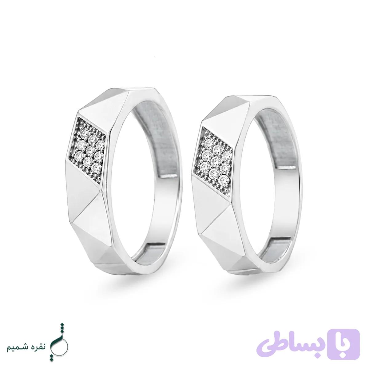 حلقه ست نقره نامزدی زنانه و مردانه مدل HSE K137 — تصویر 1