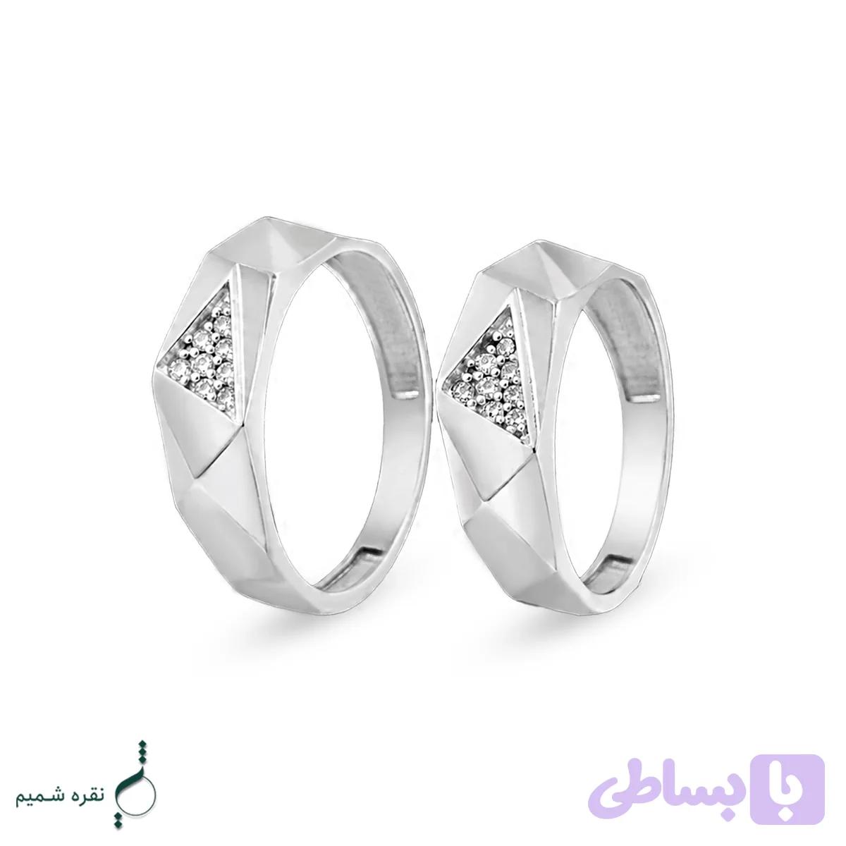 حلقه ست نقره نامزدی زنانه و مردانه مدل HSE K136 — تصویر 1