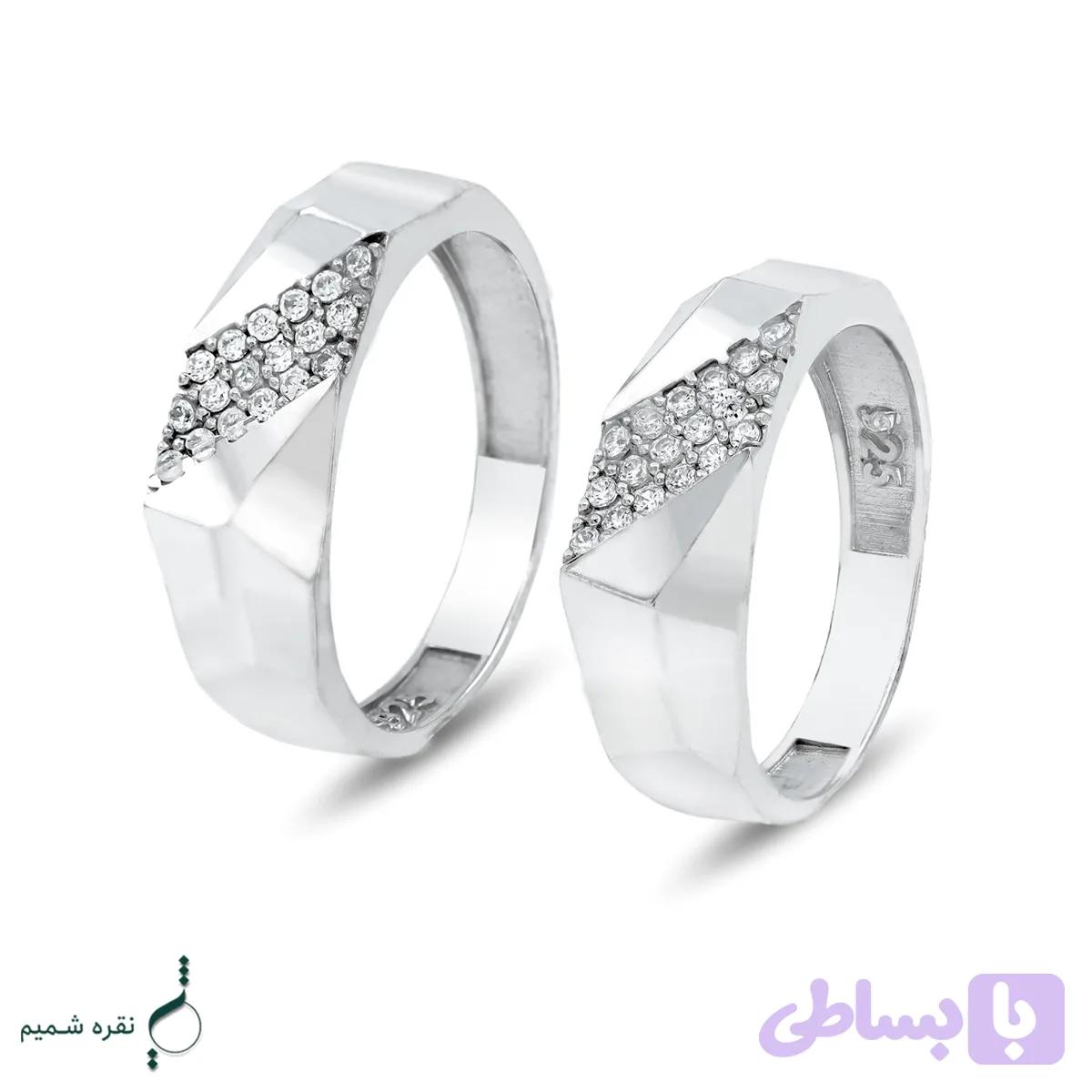 حلقه ست نقره نامزدی زنانه و مردانه مدل HSE K142 — تصویر 1