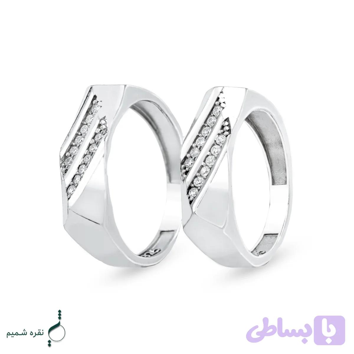 حلقه ست نقره نامزدی زنانه و مردانه مدل HSE K139 — تصویر 1