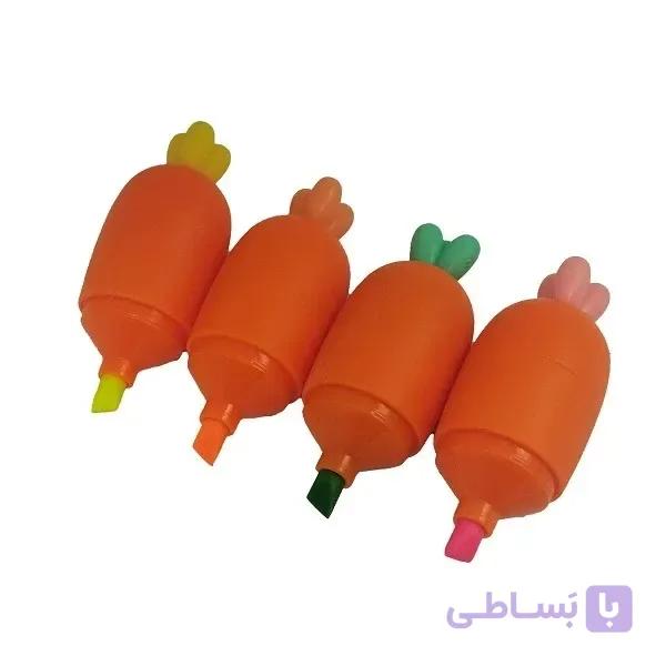 هایلایتر طرح هویج 4 عددی – لوازم تحریر فانتزی و کیوت برای دانش‌آموزان و دانشجویان — تصویر 1