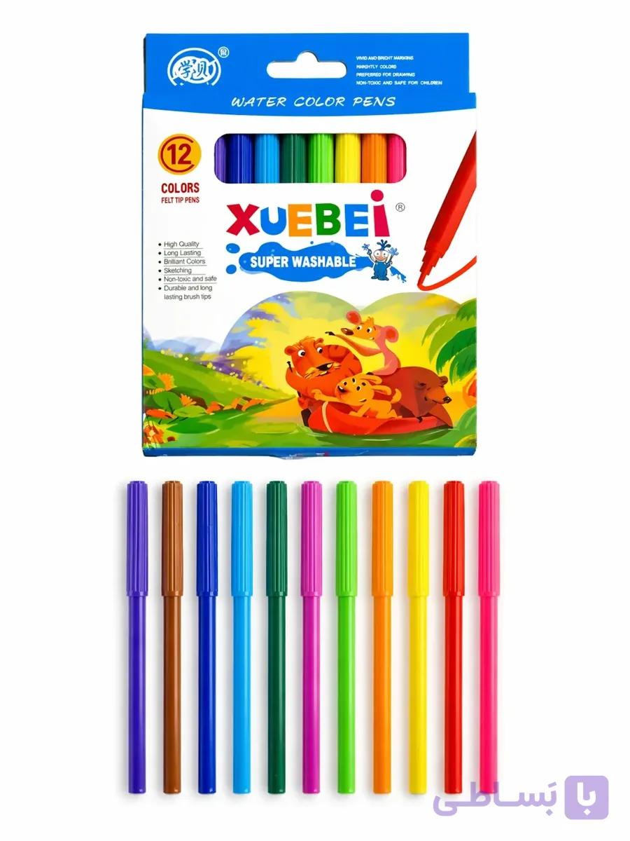 ماژیک نقاشی ۱۲ رنگ XUEBEI | ماژیک آبرنگی قابل شستشو برای کودکان