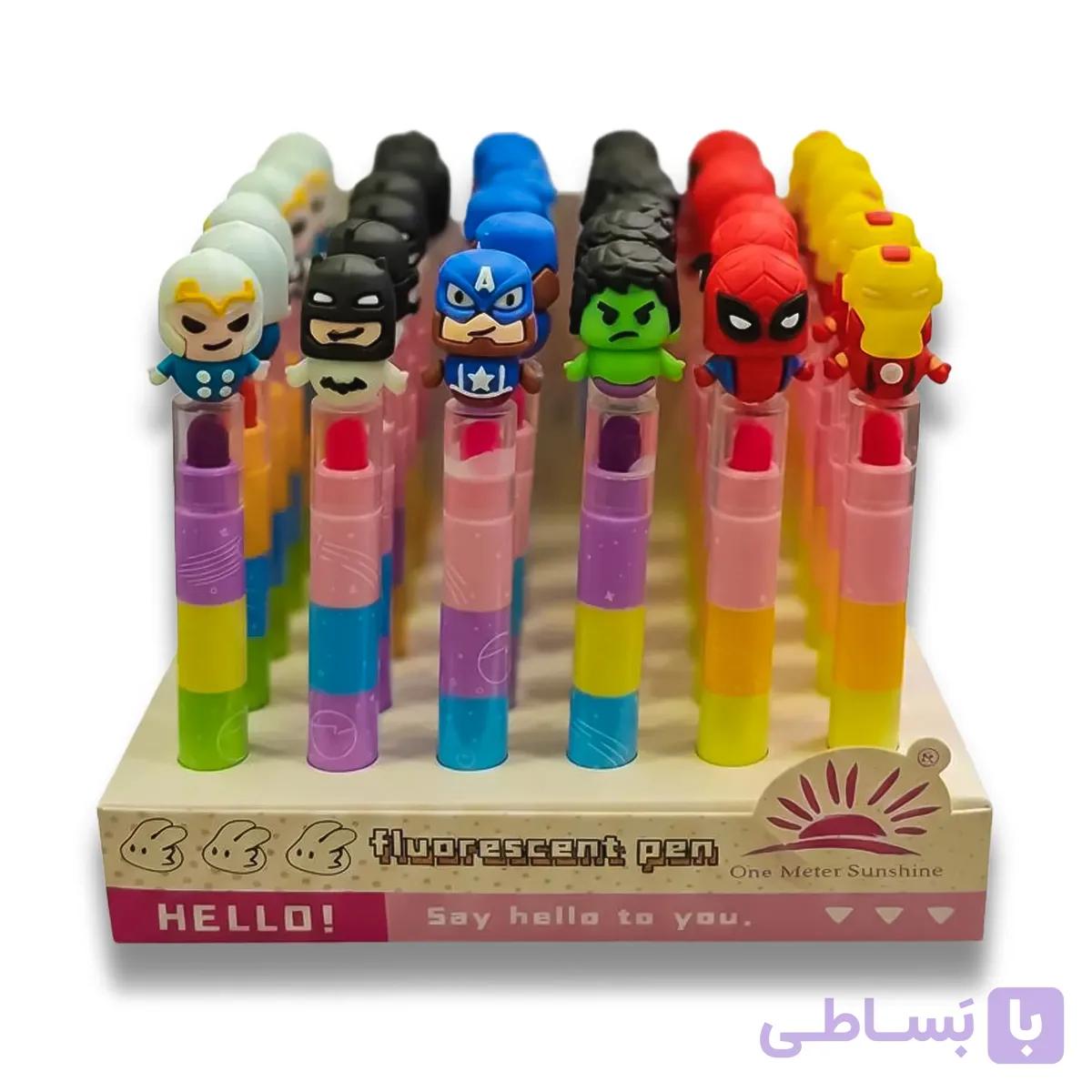 مداد شمعی فانتزی با 6 طرح شخصیت کارتونی – فروش تکی | Fluorescent Pen — تصویر 1