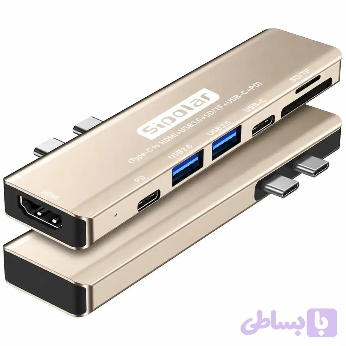 هاب 7 پورت USB-C سیپولار مدل 2Type-C in Mac-HDMI دارای دو کانکتور مخصوص مک بوک با خروجی HDMI 4K — تصویر 1