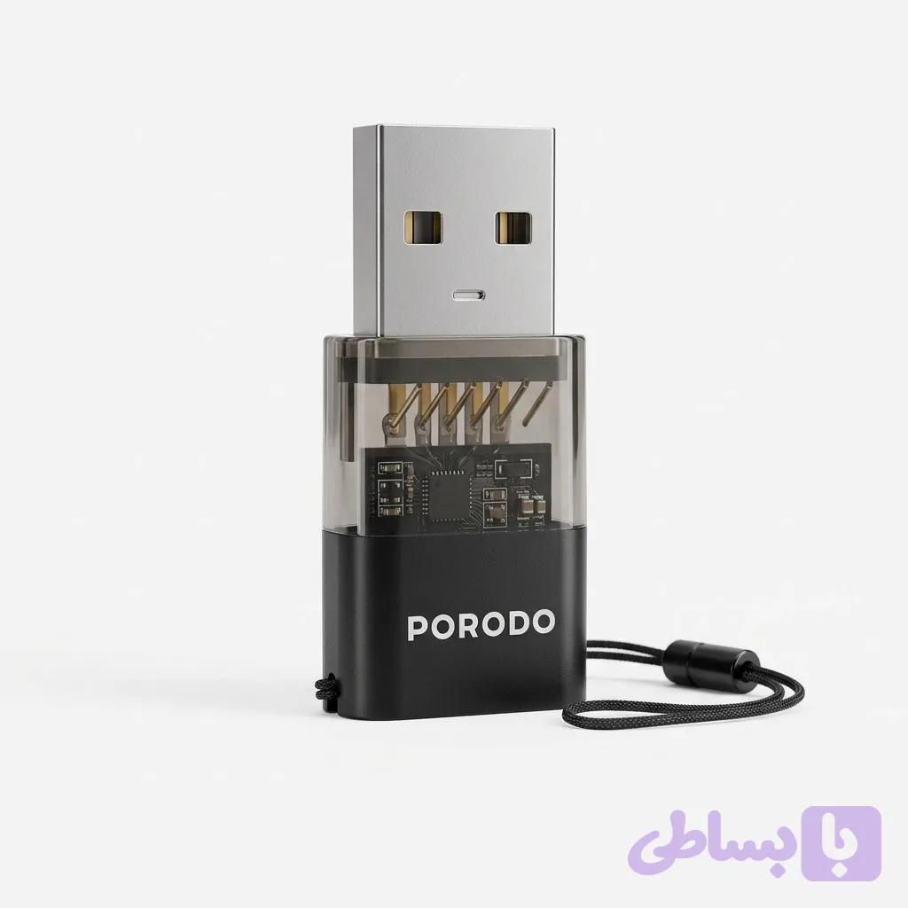 تبدیل OTG شفاف Porodo MiniLink از USB-C ماده به USB-A نر مدل PDCTOA5DGY