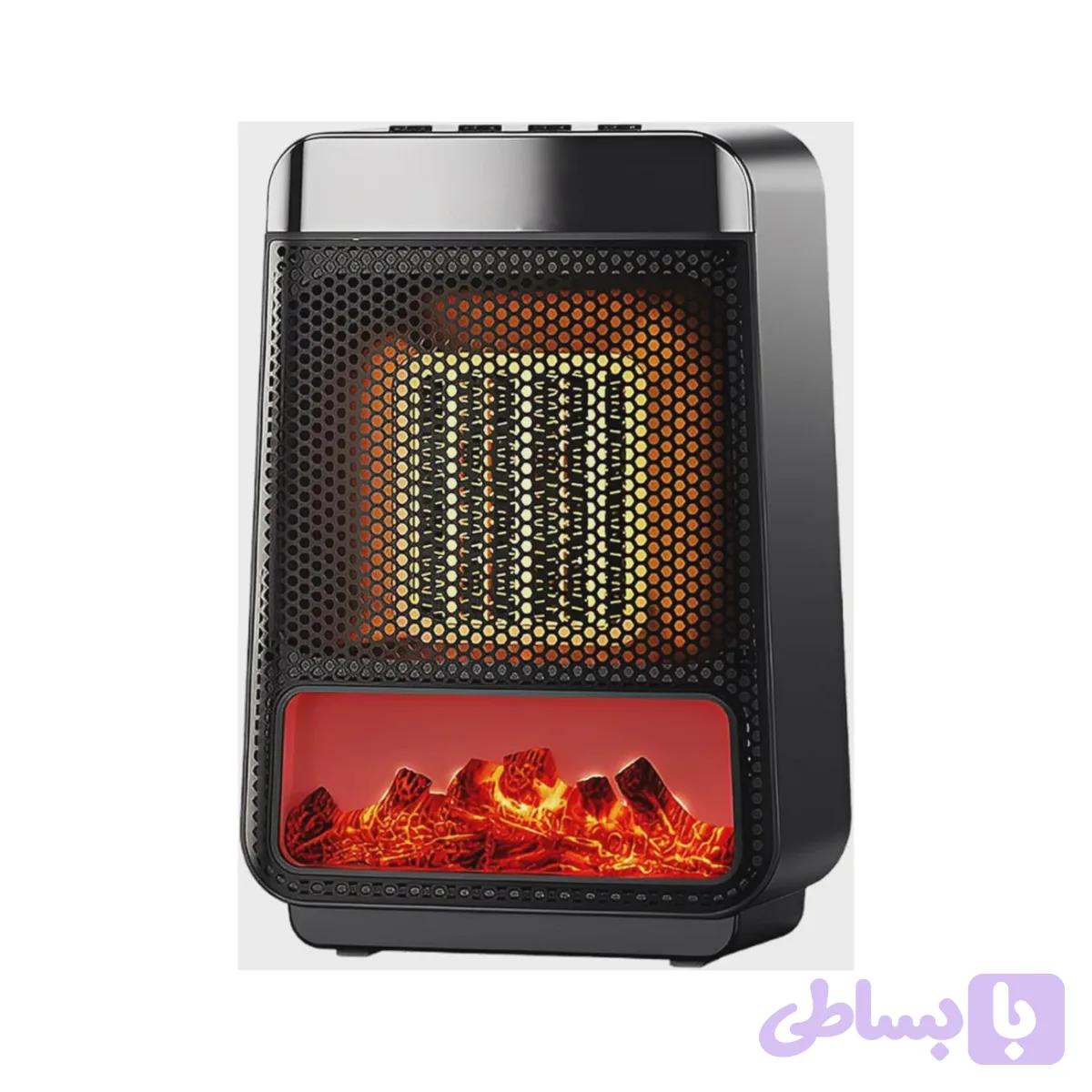 هیتر سرامیکی رومیزی Flame Heater مدل E03 با طرح شومینه سه‌بعدی و تایمر
