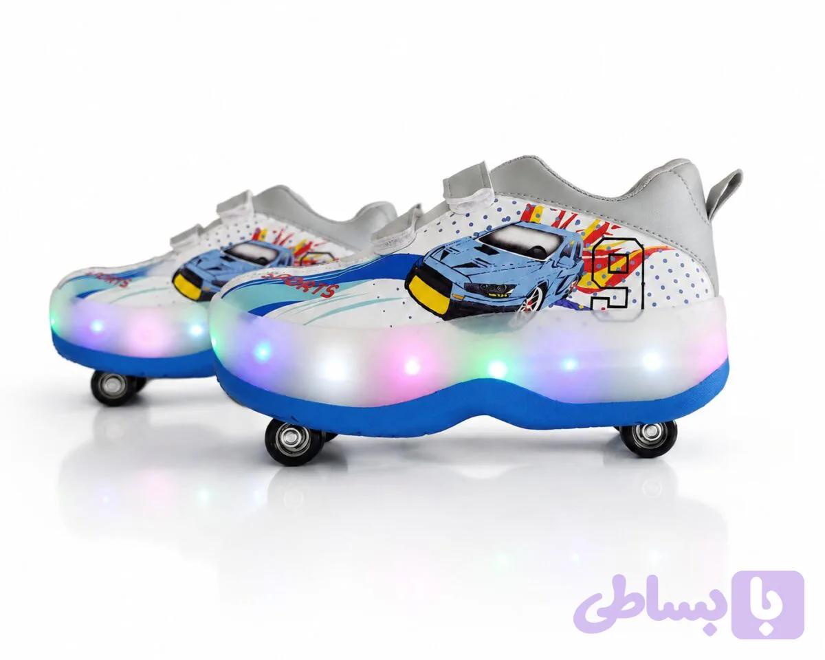 کفش اسکیتی چراغدار چرخ تاشو کودک و نوجوان | کفش اسکیت LED وارداتی