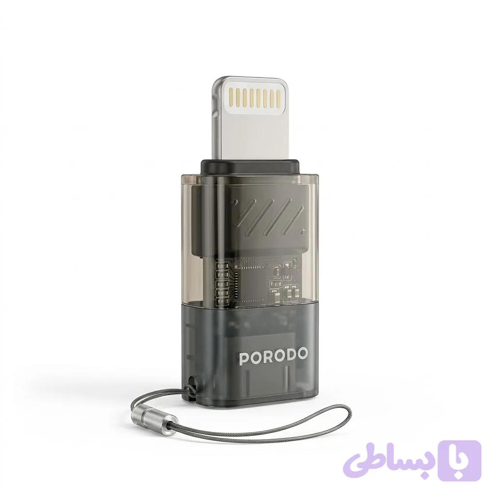 تبدیل USB-C به Lightning شفاف Porodo با بدنه آلومینیومی