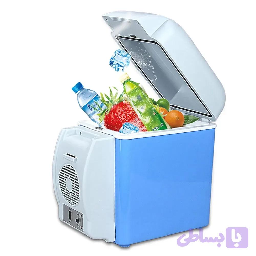 یخچال خودرو مسافرتی ۷.۵ لیتری طرح کنسولی (سرد و گرم 12/220 ولت) — فندکی و آداپتور