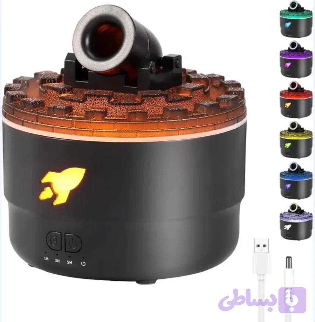 بخور بمبی دارای نور RGB | خروج بخار حلقه‌ای و از بالا | دستگاه بخور LED رنگی