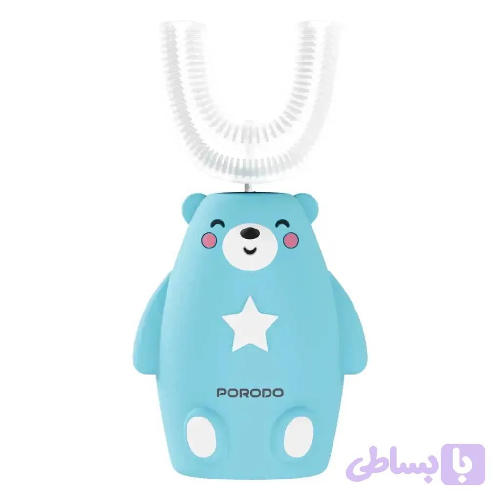 مسواک برقی کودک طرح خرس Porodo Lifestyle Totlo مدل PDLFSTZ2U | سری U شکل | آبی و صورتی
