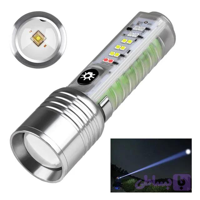 چراغ قوه زوم‌دار 30 وات شارژی مگنتی (8 حالته)