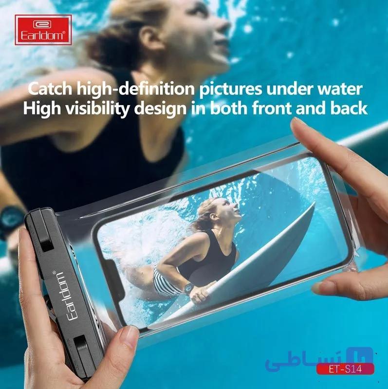 کاور موبایل ضد آب ارلدام مدل WATERPROOF PVC S14 مناسب برای گوشی موبایل تا سایز 6.5 اینچ — تصویر 1