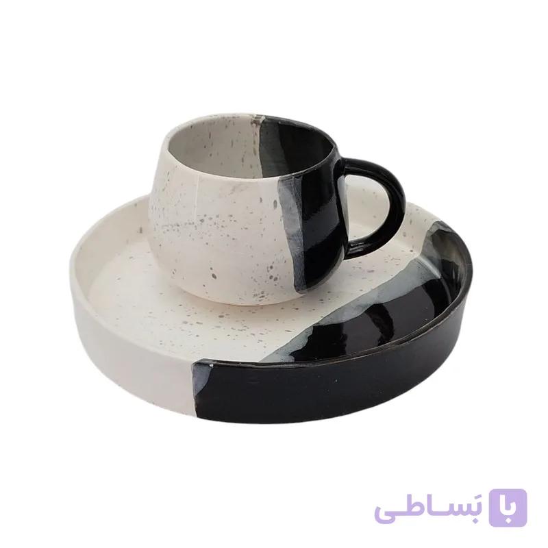 ست فنجان و بشقاب سرامیکی مدل مینیمال