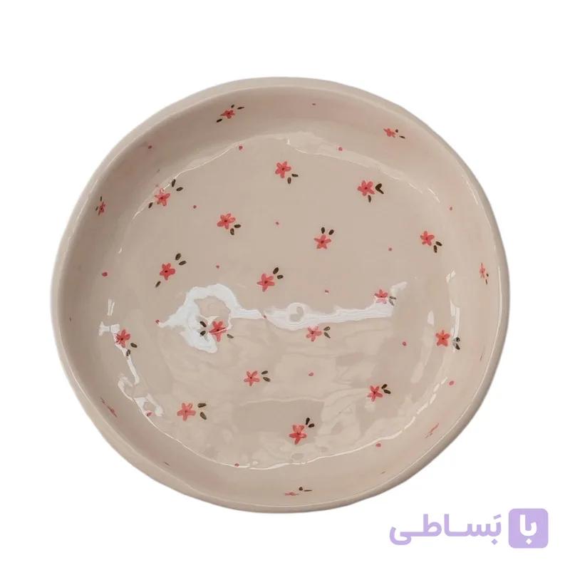 بشقاب سرامیکی دفرمه دستساز طرح گل گلی