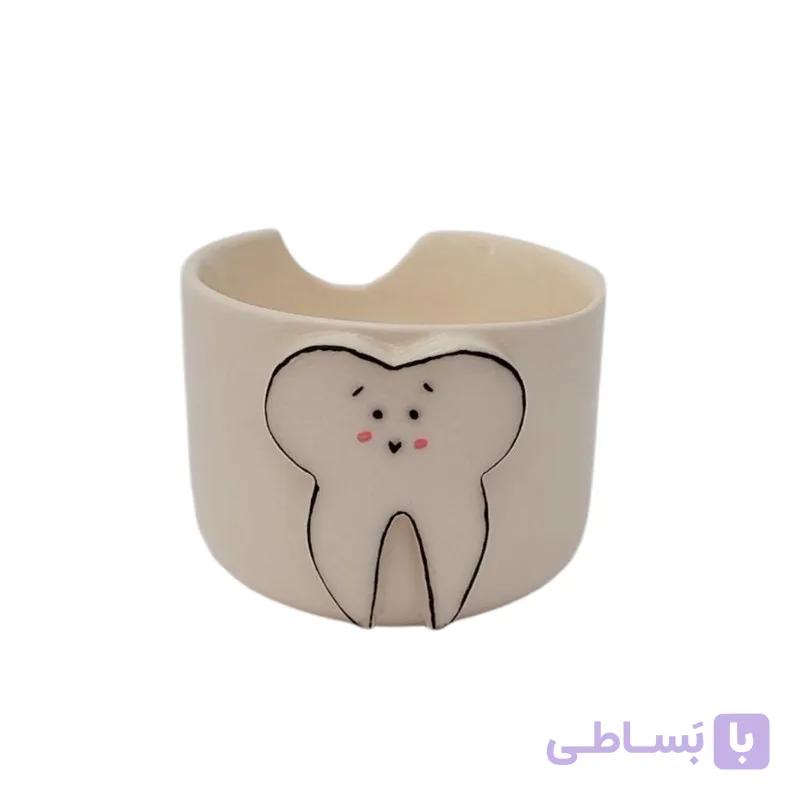 نیم لیوان سرامیکی مدل دندان
