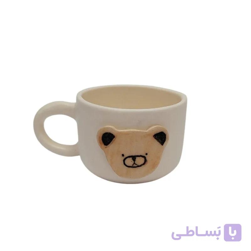 فنجان سرامیکی دست‌ساز مدل تدی و کروسان