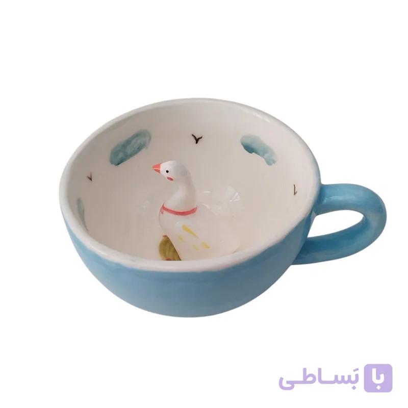 ماگ سرامیکی سوپرایزی مدل غاز رنگ آبی